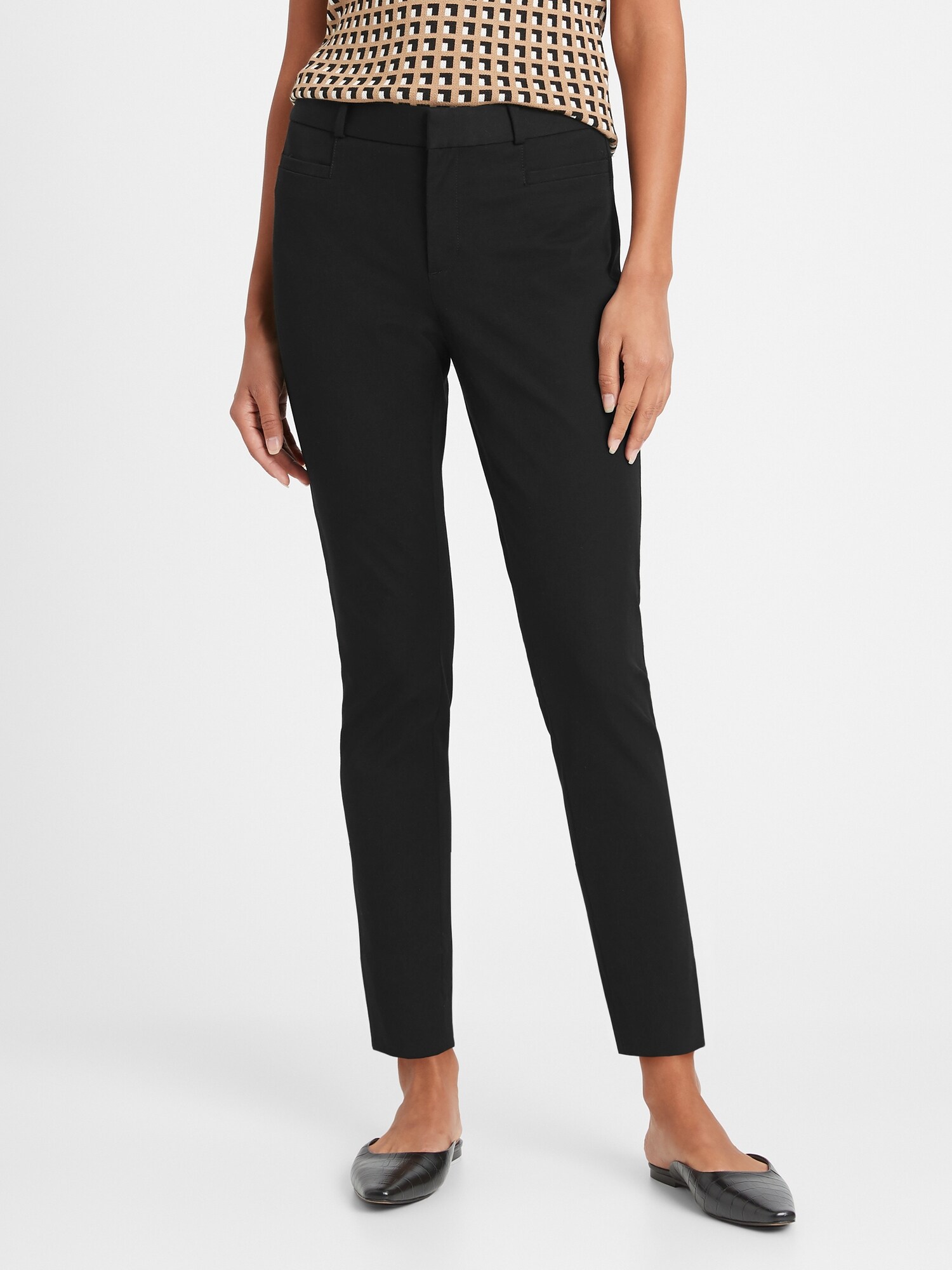Pantalon Femme Banana Republic Sloan Skinny - Noir Avec Fermeture éclair à La Cheville - Taille 30L - Occasion Très Bon état