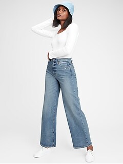 women's high rise wide leg jeans