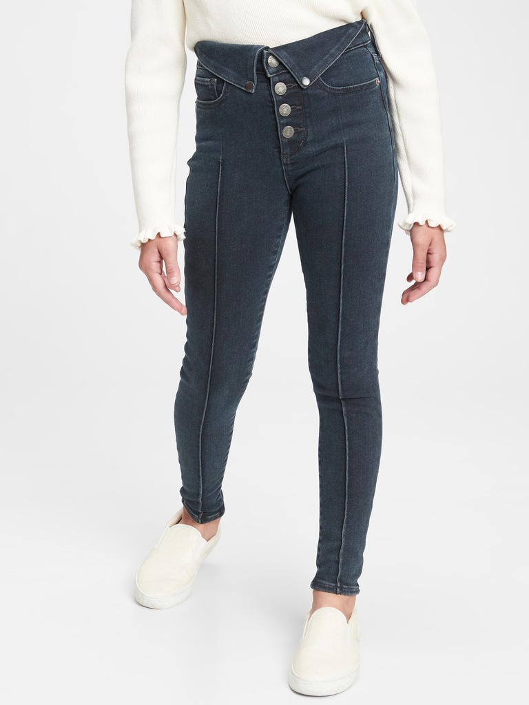 Kids High Rise Collar Jeggings with Max Stretch