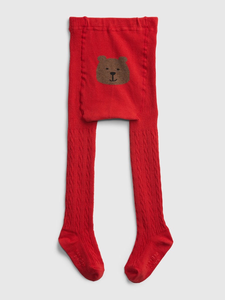 Baby Cable-Knit Bear Tights