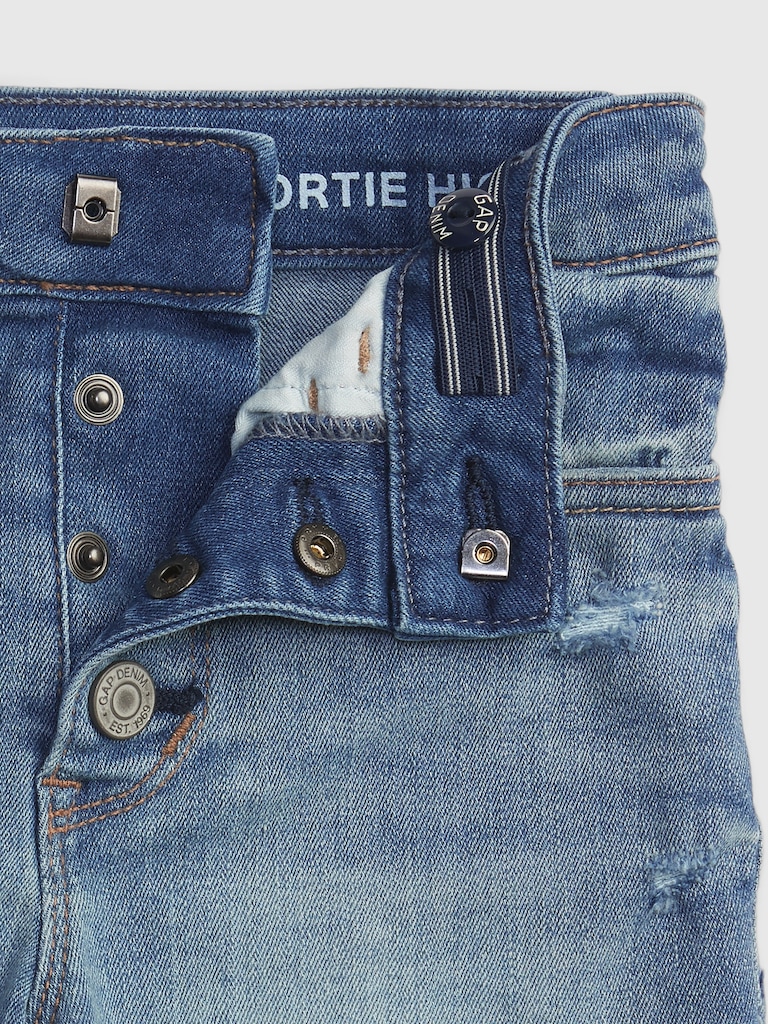 Kids High-Rise Distressed Denim Shorts with Stretch