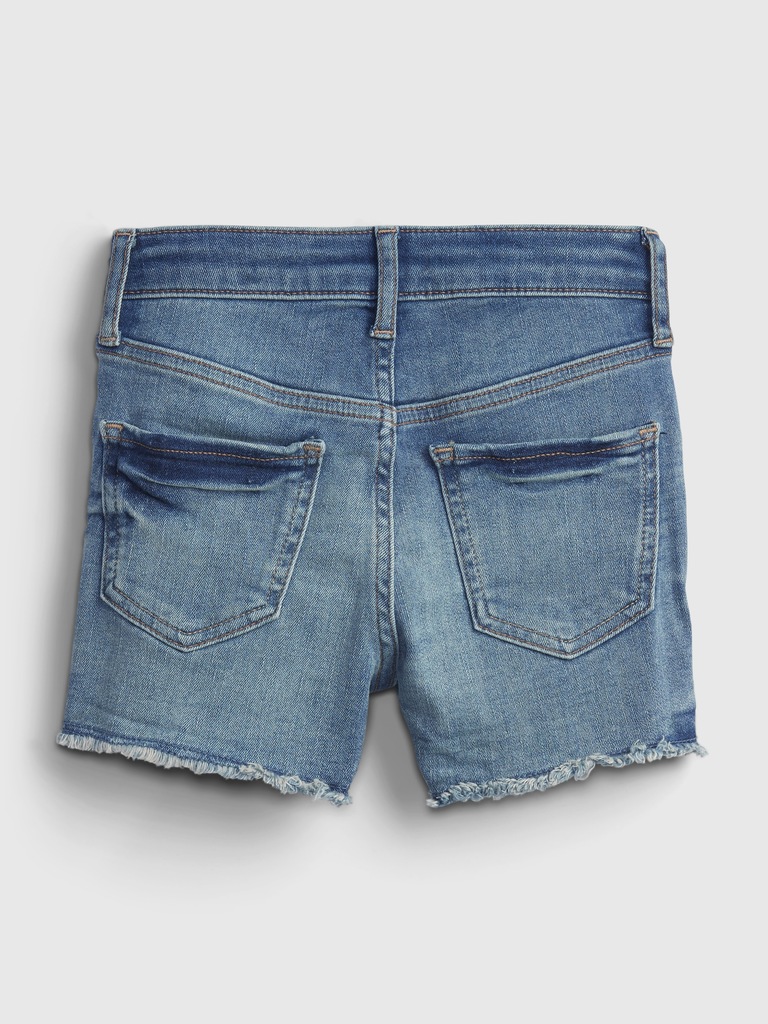 Kids High-Rise Distressed Denim Shorts with Stretch