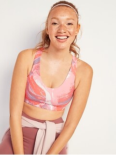 OLD Navy MEDIUM Support LASER Cut RACERBACK Sports BRA Coral AQUA NWT New S M L