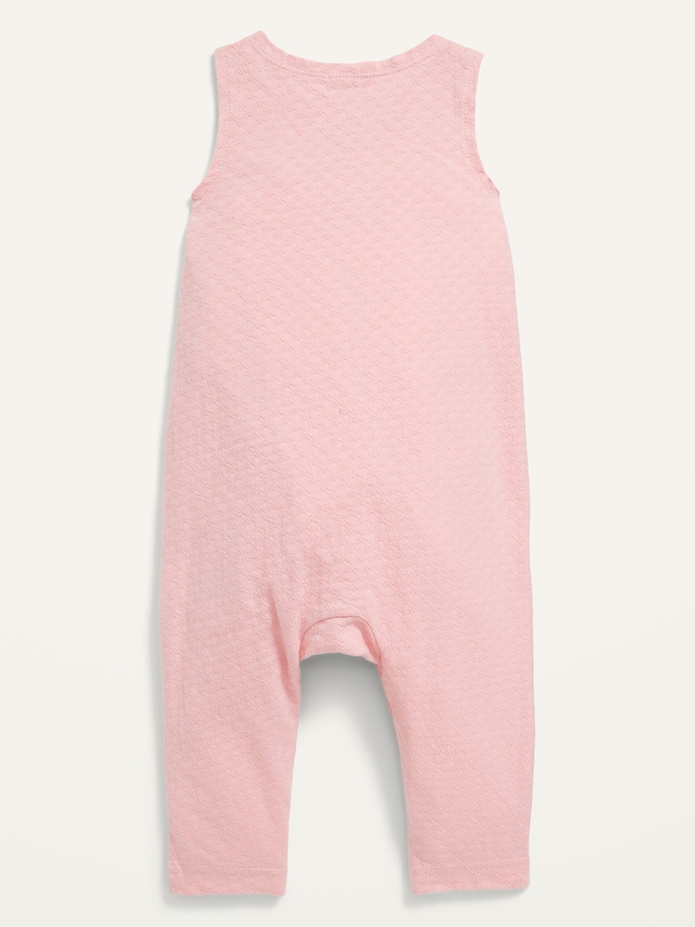 Sleeveless Henley Jacquard One-Piece for Baby