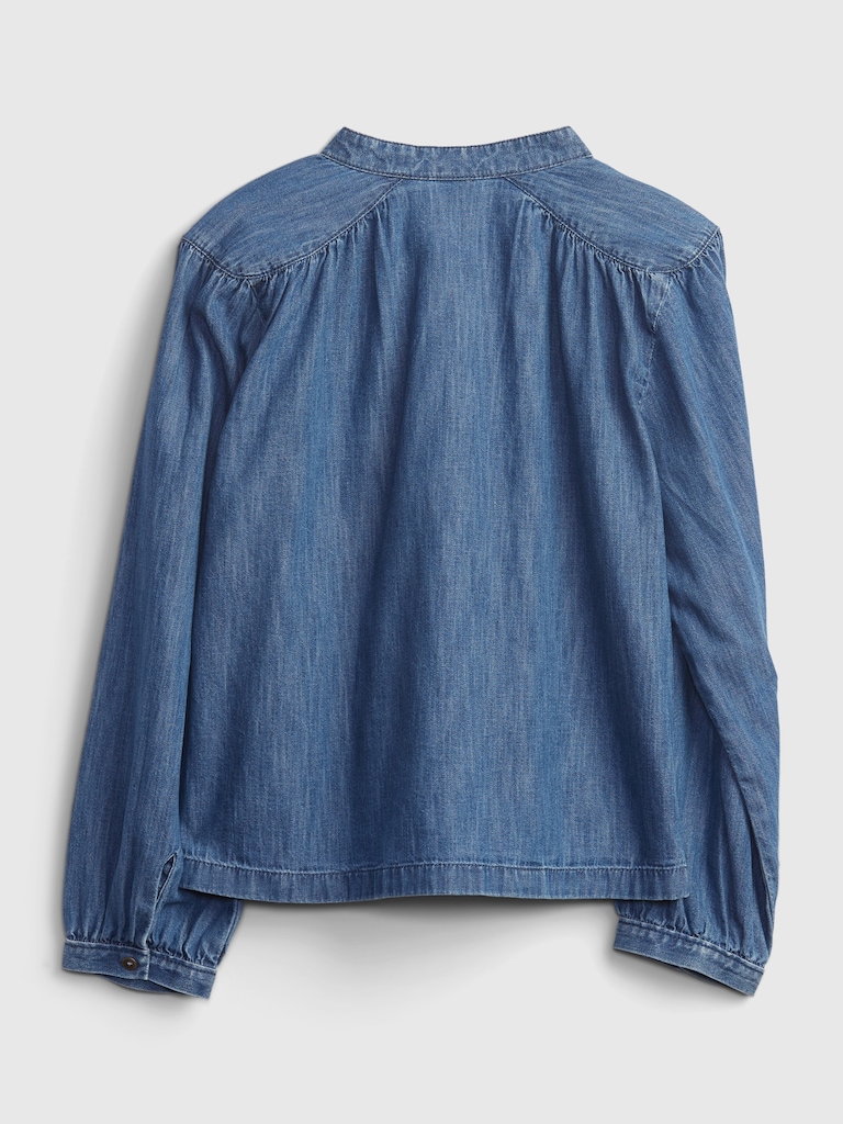 Kids Organic Cotton Shirred Denim Top