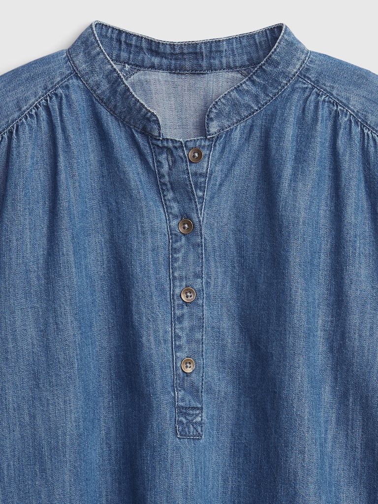 Kids Organic Cotton Shirred Denim Top