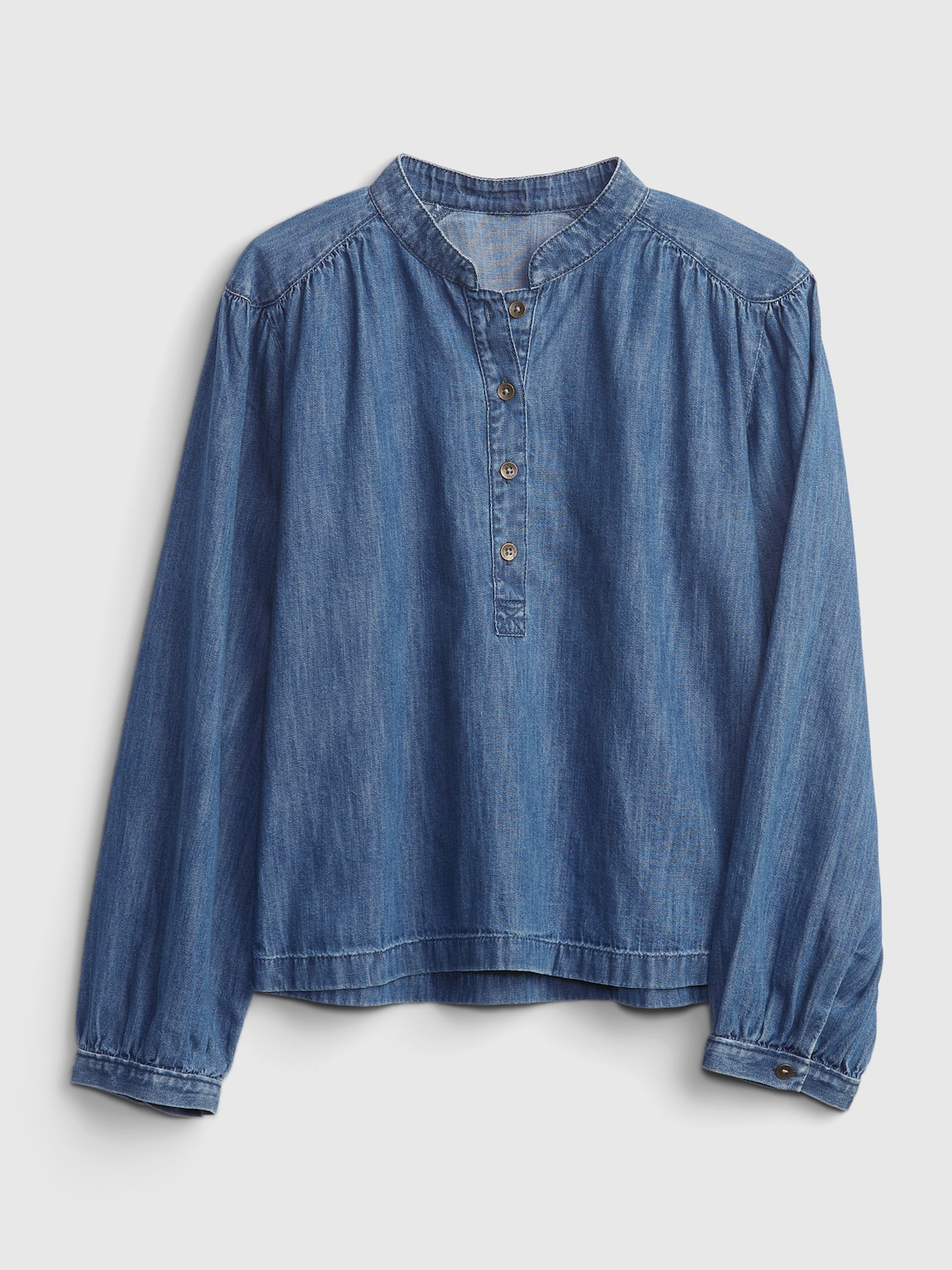 Kids Organic Cotton Shirred Denim Top