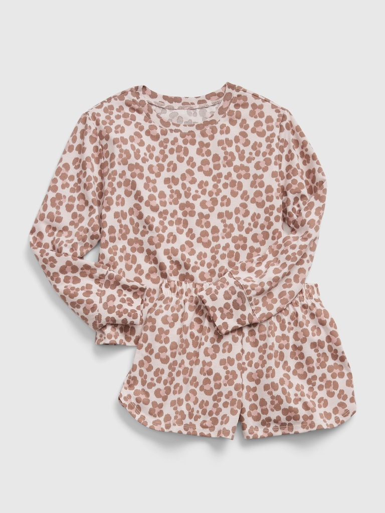 Kids 100% Recycled Polyester Leopard PJ Set