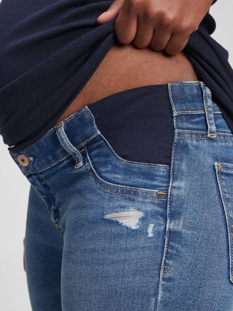 Maternity Inset Panel Favorite Distressed Jeggings