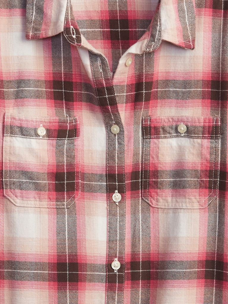 Kids Oversized Plaid Shirt