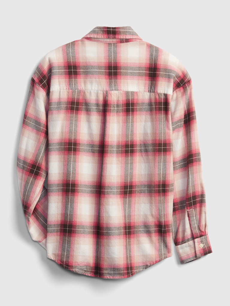 Kids Oversized Plaid Shirt