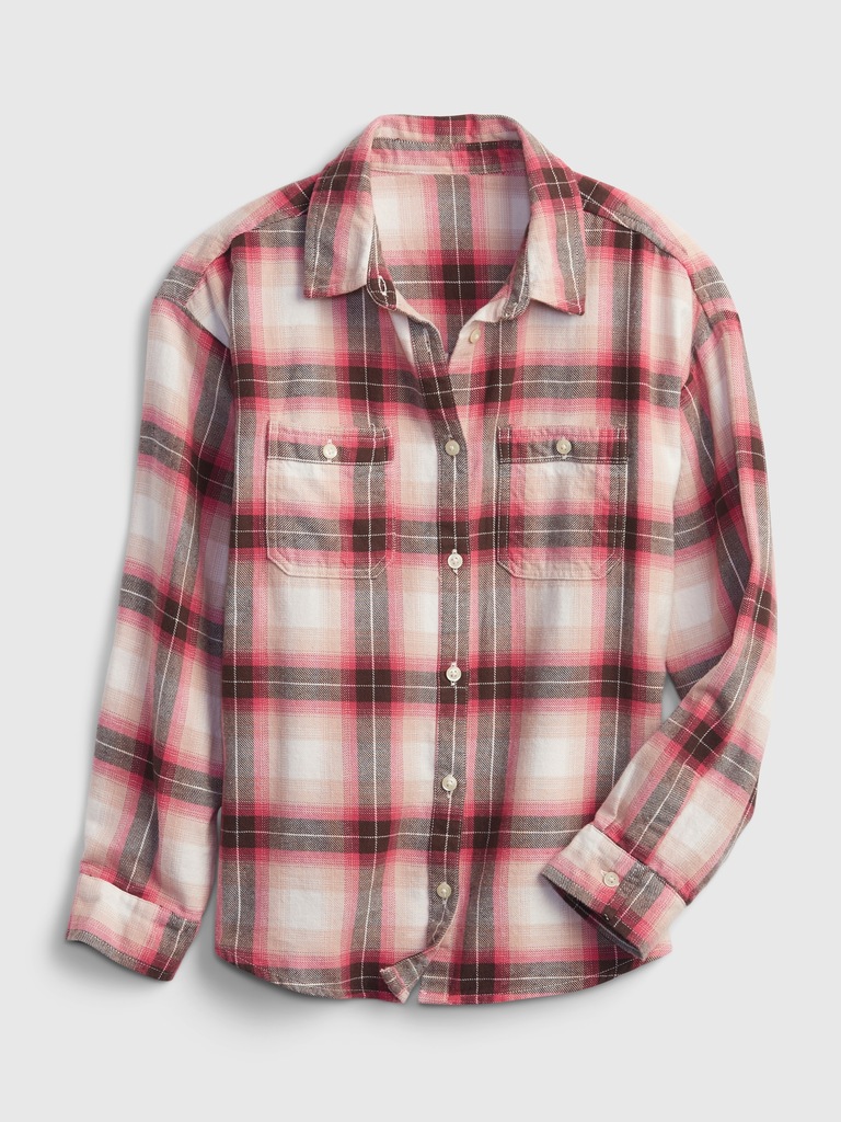Kids Oversized Plaid Shirt