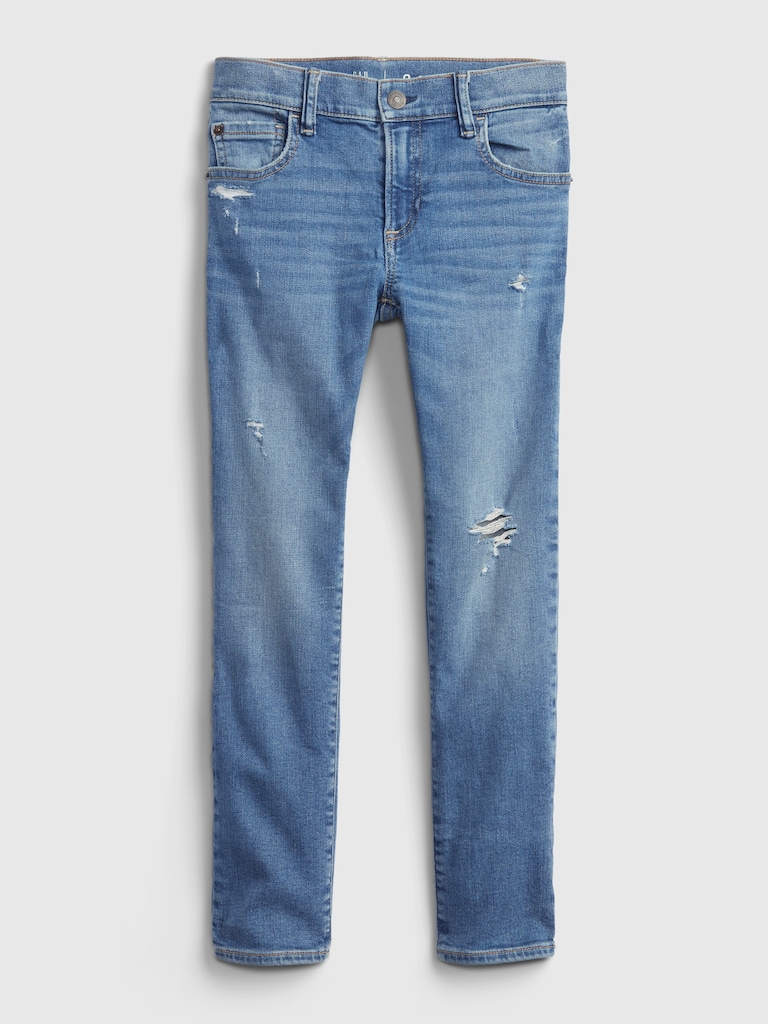 Kids Soft Wear Destructed Slim Jeans with Washwell ™