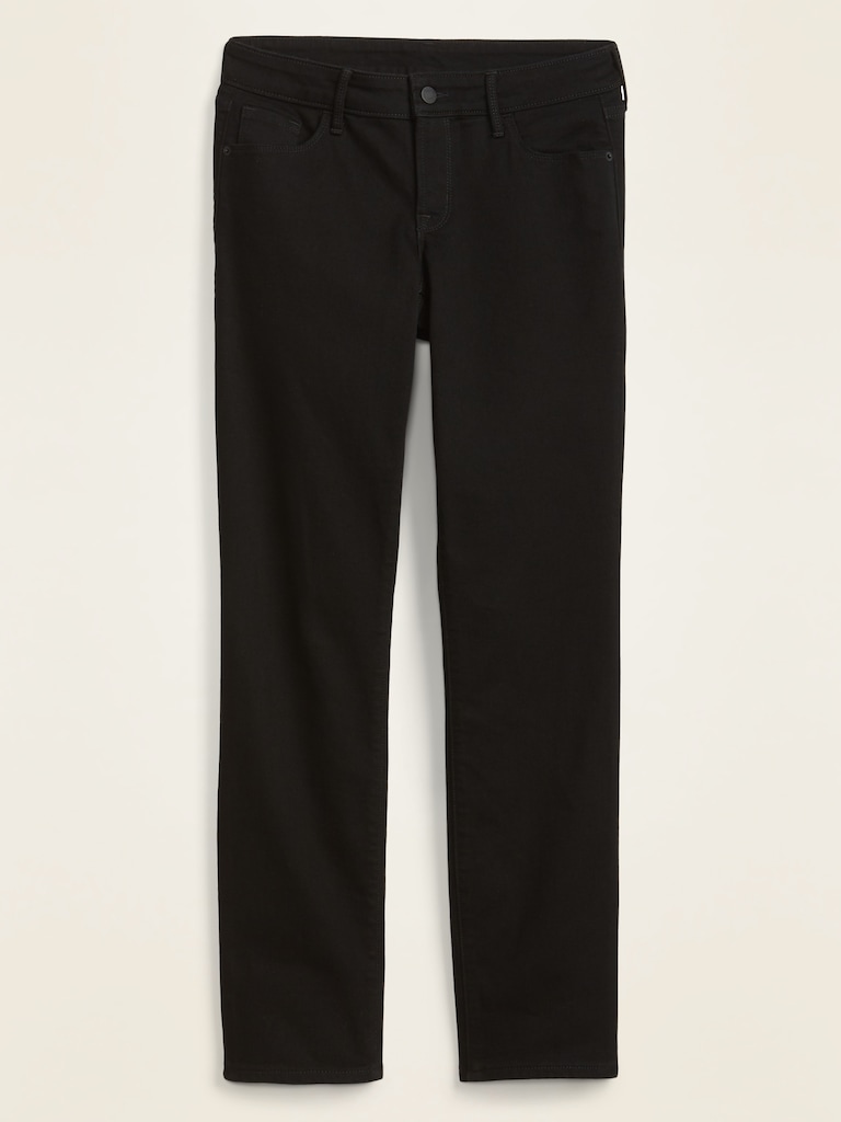 High-Waisted Power Slim Straight Black Jeans