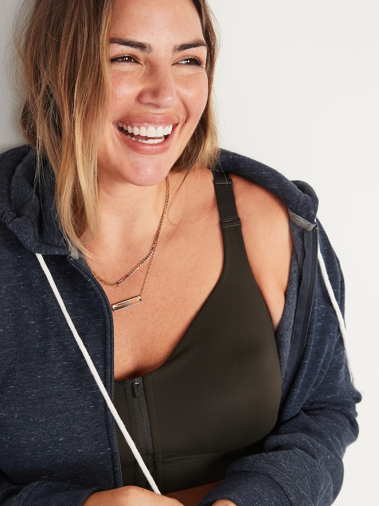 High-Support PowerSoft Zip-Front Sports Bra 32C-42C