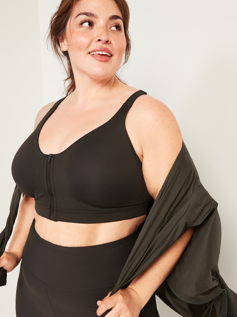 High-Support PowerSoft Zip-Front Sports Bra 32C-42C