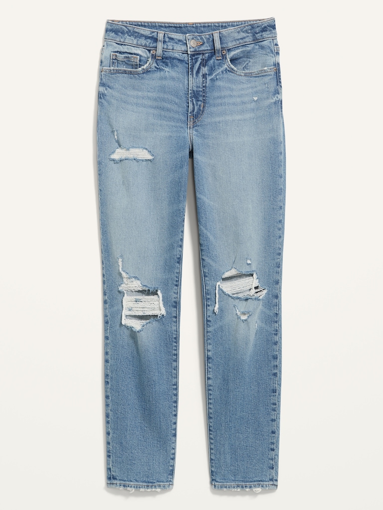 High-Waisted OG Straight Ripped Ankle Jeans