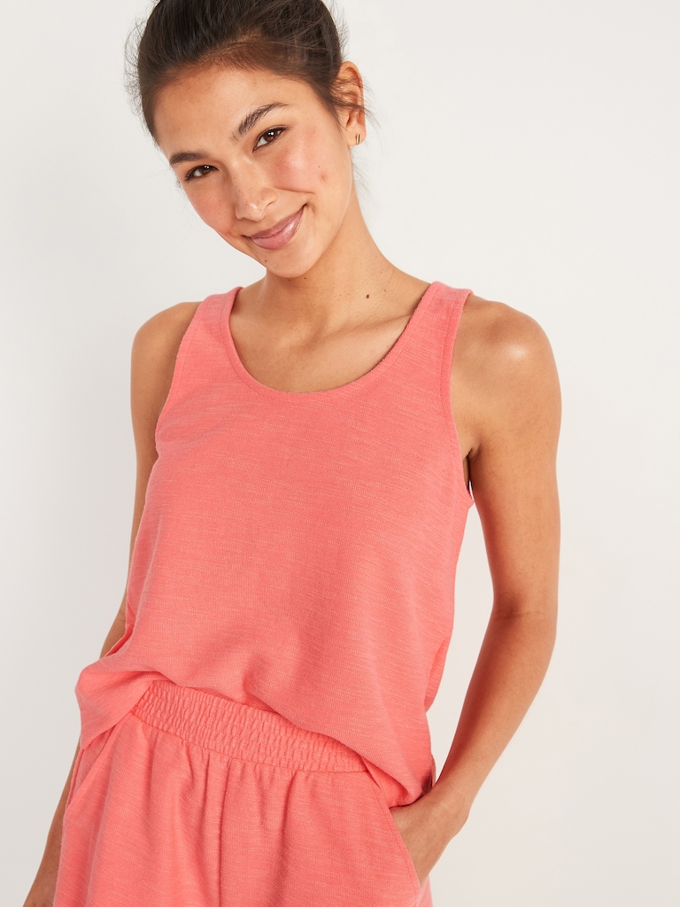 Lightweight Textured-Knit Lounge Tank Top