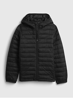 갭 보이즈 푸퍼 자켓 GAP Kids 100% Recycled Polyester ColdControl Puffer Jacket,true black