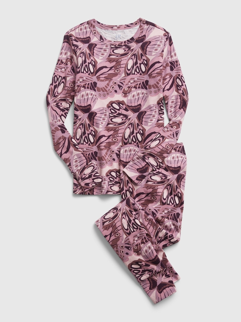 Kids Organic Cotton Butterfly Print PJ Set