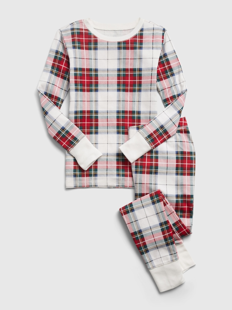 Kids 100% Organic Cotton Plaid Print PJ Set