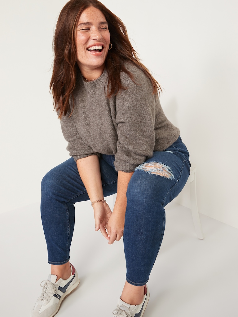 Higher High-Waisted Rockstar 360° Stretch Super-Skinny Ripped Jeans