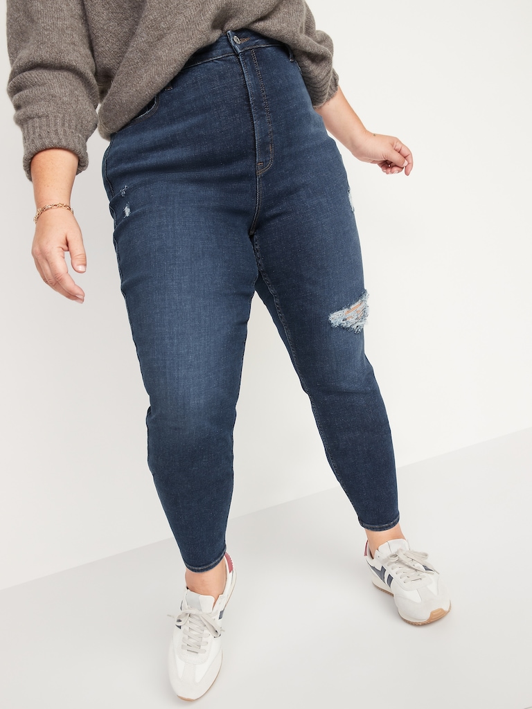 Higher High-Waisted Rockstar 360° Stretch Super-Skinny Ripped Jeans