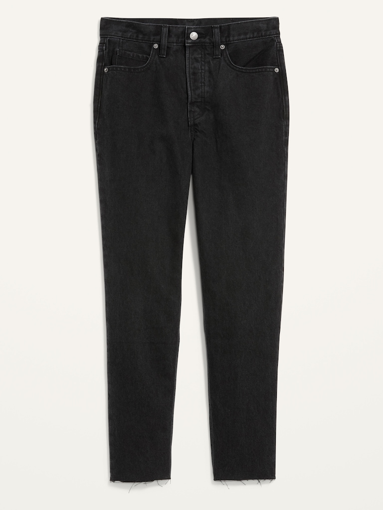 Extra High Waisted Button-Fly Sky-Hi Straight Cut-Off Jeans