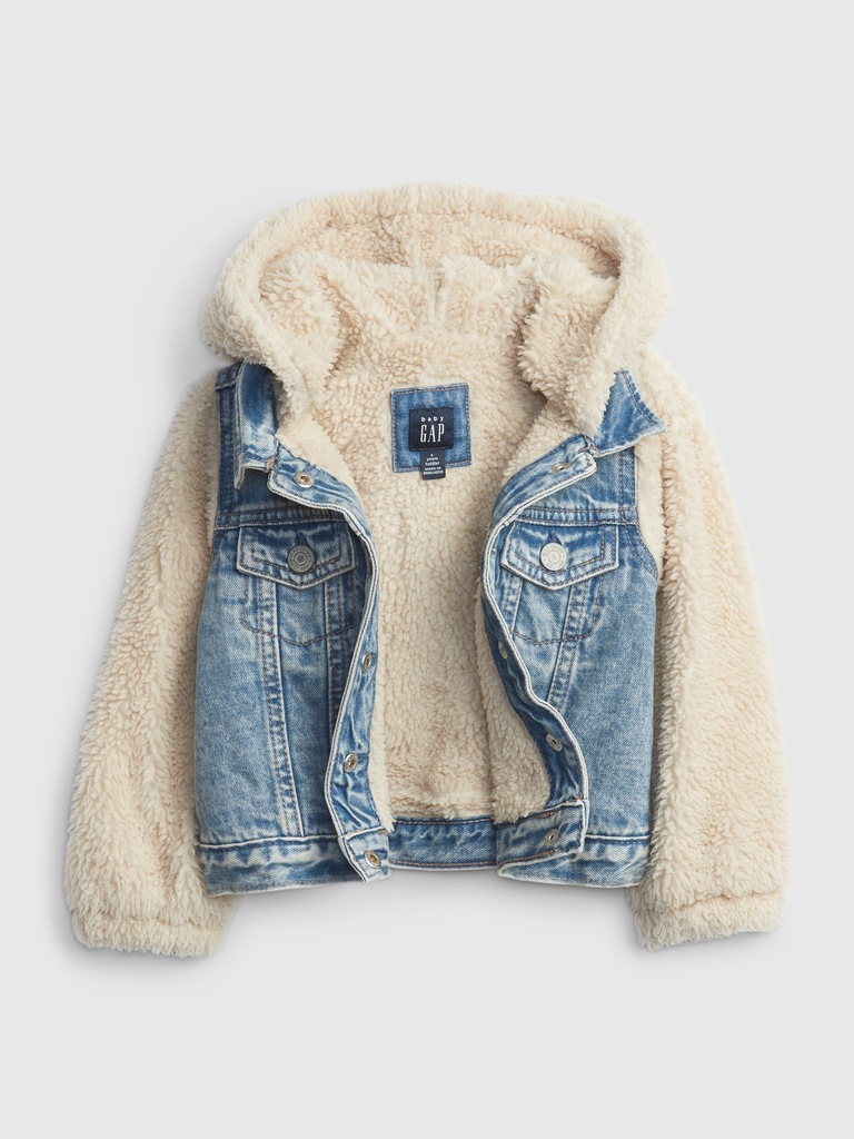Toddler Denim Sherpa Hoodie Jacket