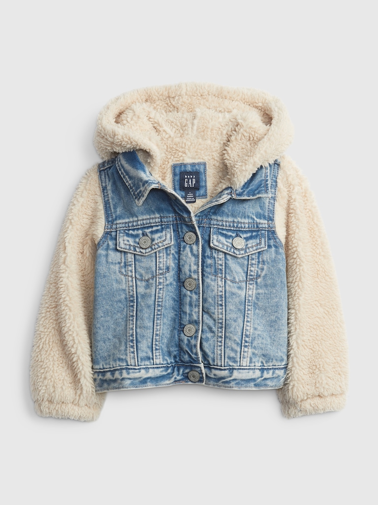 Toddler Denim Sherpa Hoodie Jacket