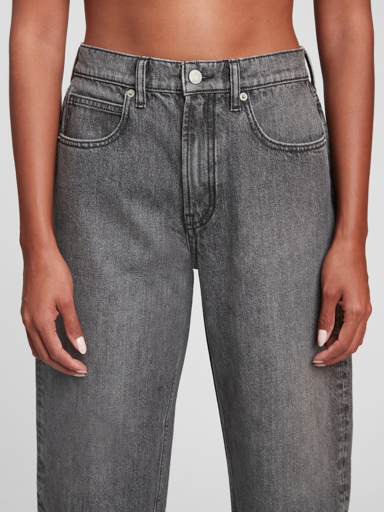 High Rise Barrel Jeans with Washwell