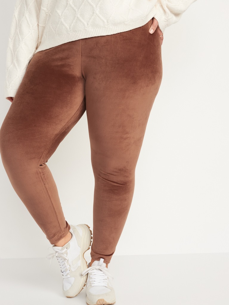 High-Waisted Velour Ankle Leggings For Women