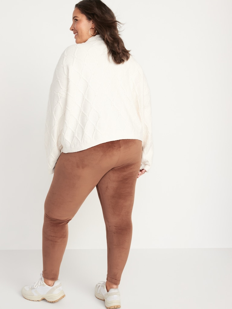 High-Waisted Velour Ankle Leggings For Women