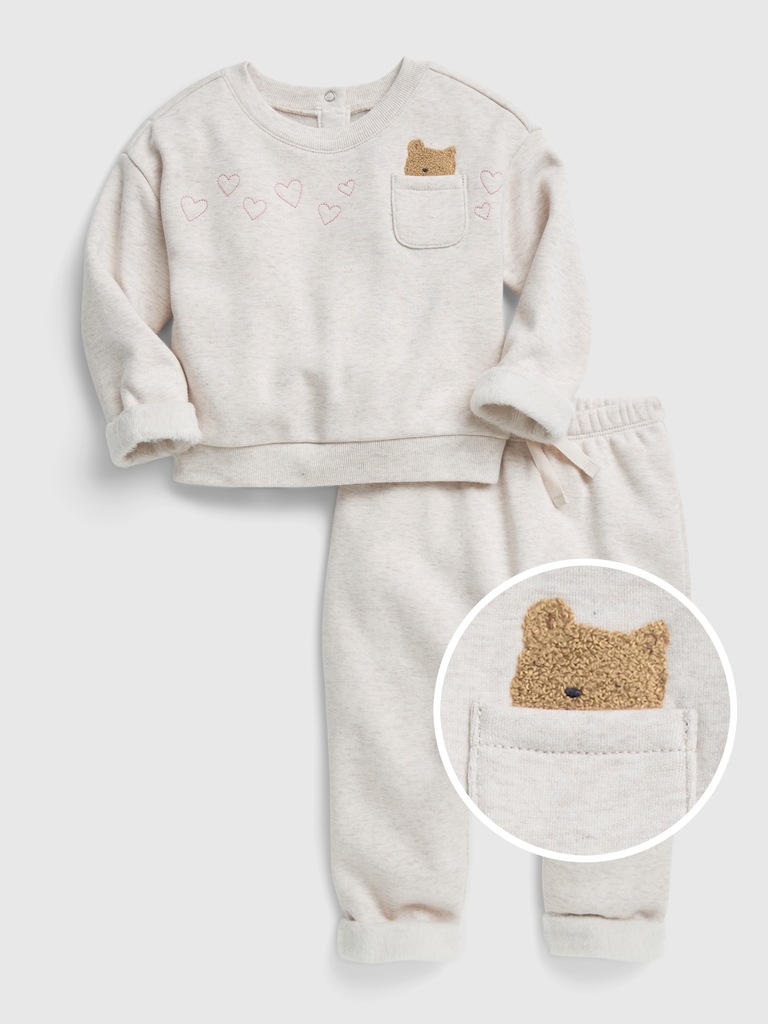Baby Cozy Sherpa Lined 2-Piece Outfit Set