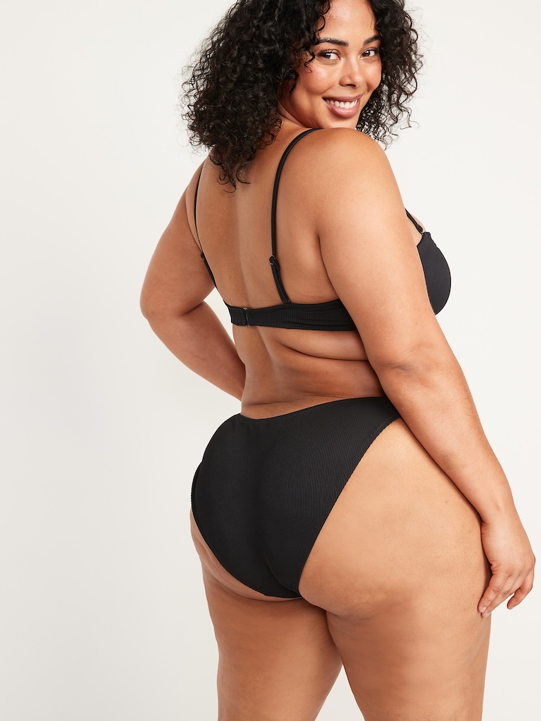 Low-Rise Classic Rib-Knit Bikini Swim Bottoms