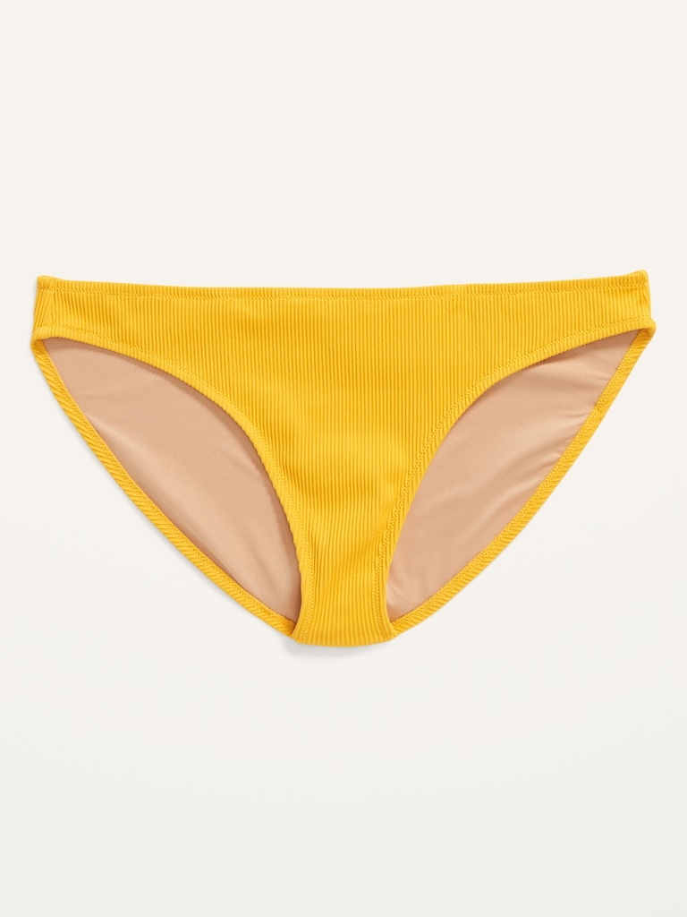 Low-Rise Classic Rib-Knit Bikini Swim Bottoms