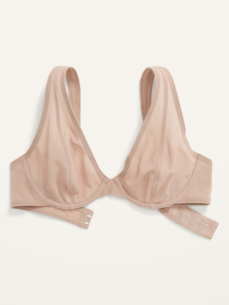 Mesh Unlined Underwire Plunge Bra