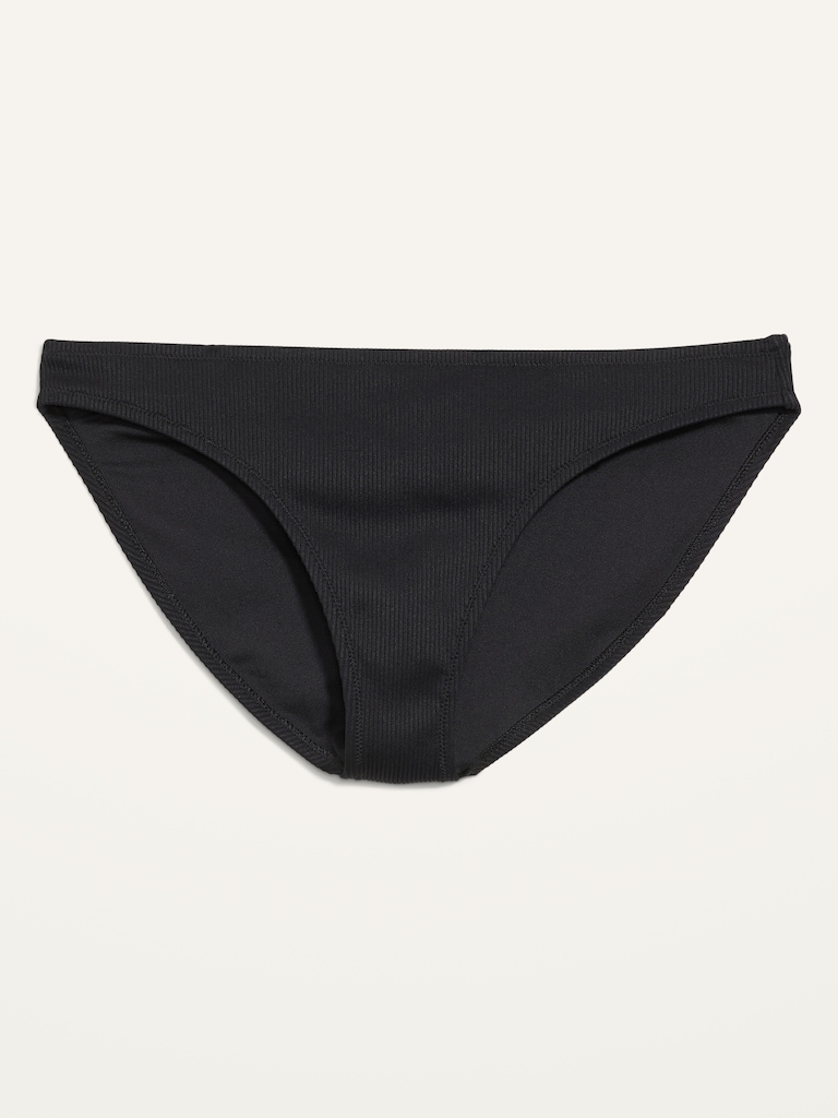 Low-Rise Classic Rib-Knit Bikini Swim Bottoms