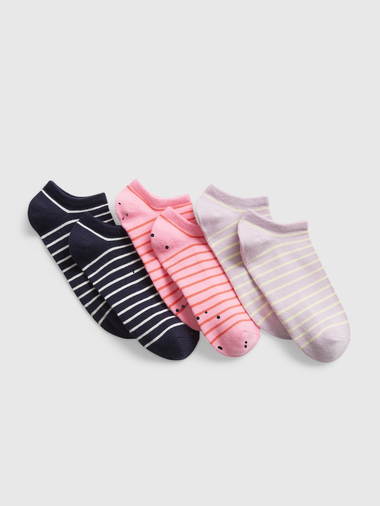 Kids Striped No Show Socks (3-Pack)