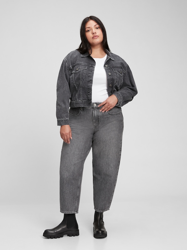 High Rise Barrel Jeans with Washwell