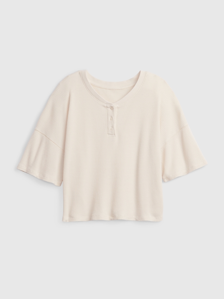 Waffle Cropped Henley