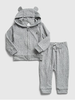 GAP Baby Boy Size 0-3 Months Light Gray Marled One-Piece Sweater Bodysuit Romper 