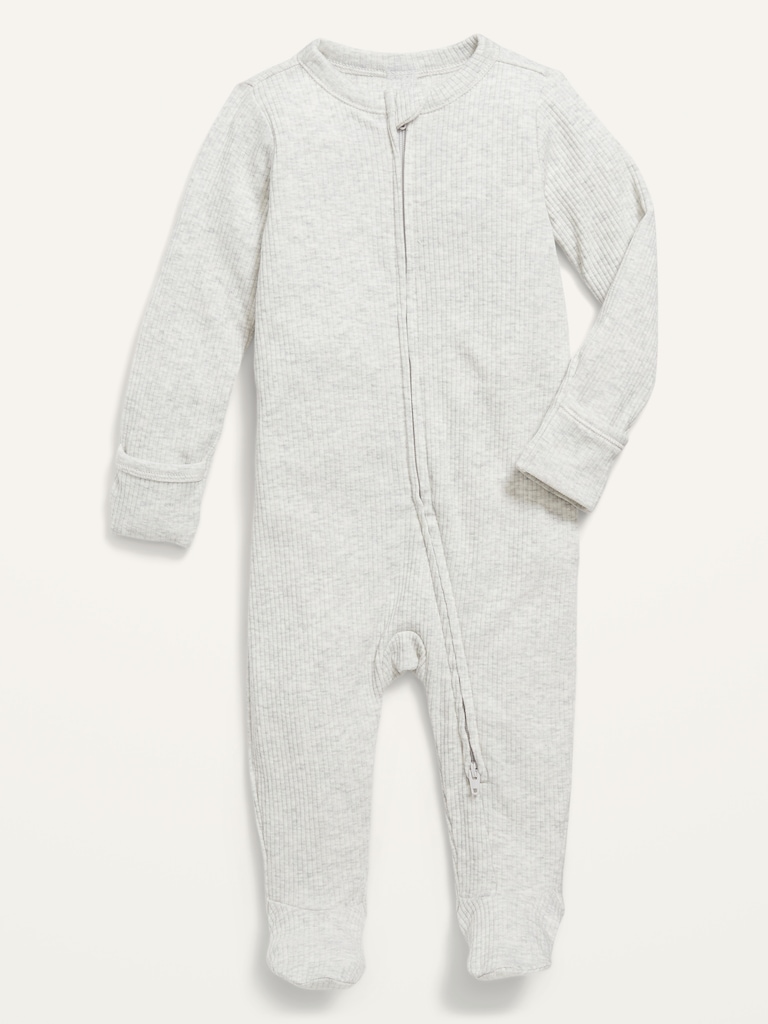 Ribbed 2-Way-Zip Sleep & Play Footed One-Piece for Baby
