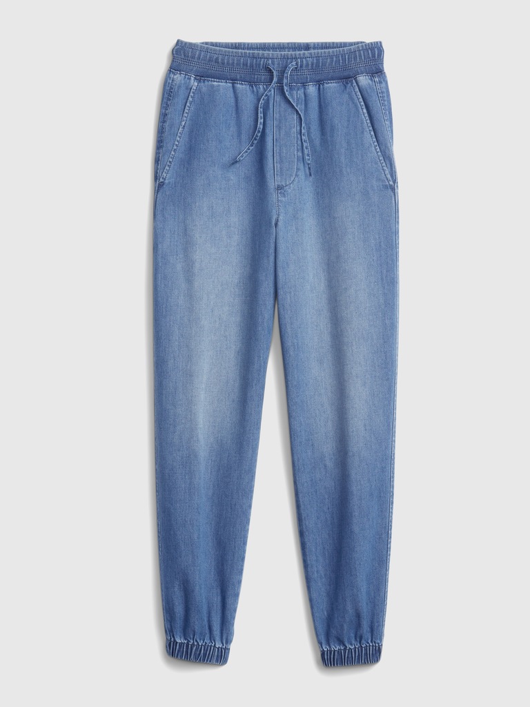 Mid Rise Denim Joggers