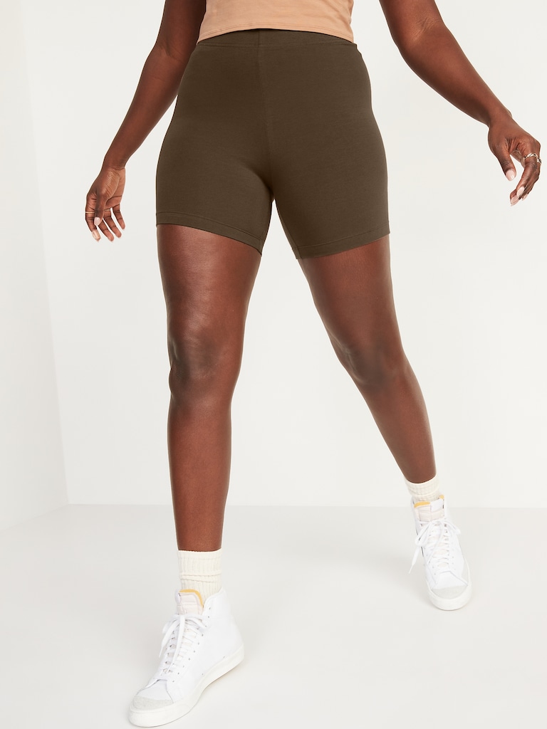 High-Waisted Jersey Biker Shorts -- 6-inch inseam