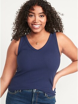 First-Layer Rib-Knit V-Neck Tank Top for Women