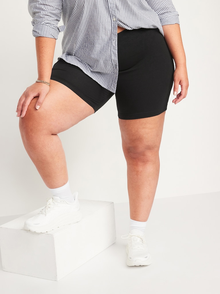 High-Waisted Jersey Biker Shorts -- 6-inch inseam