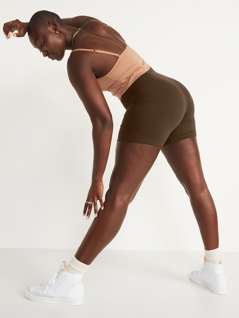 High-Waisted Jersey Biker Shorts -- 6-inch inseam