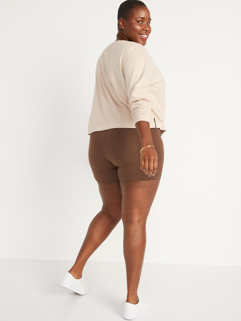 High-Waisted Jersey Biker Shorts -- 6-inch inseam