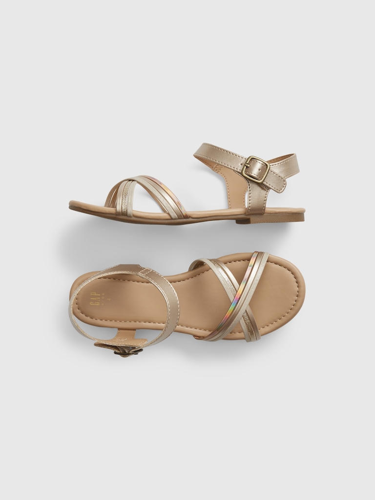 Kids Metallic Strappy Sandals